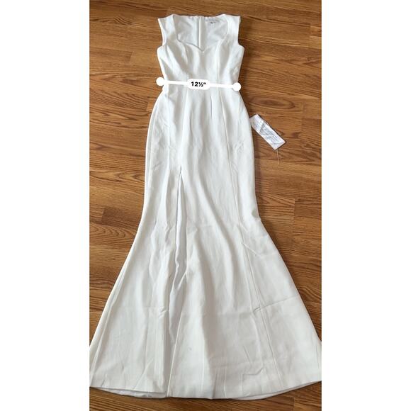 Dress the Population Sandra Plunge Crepe Trumpet Gown off white size Xxs - Picture 4 of 15